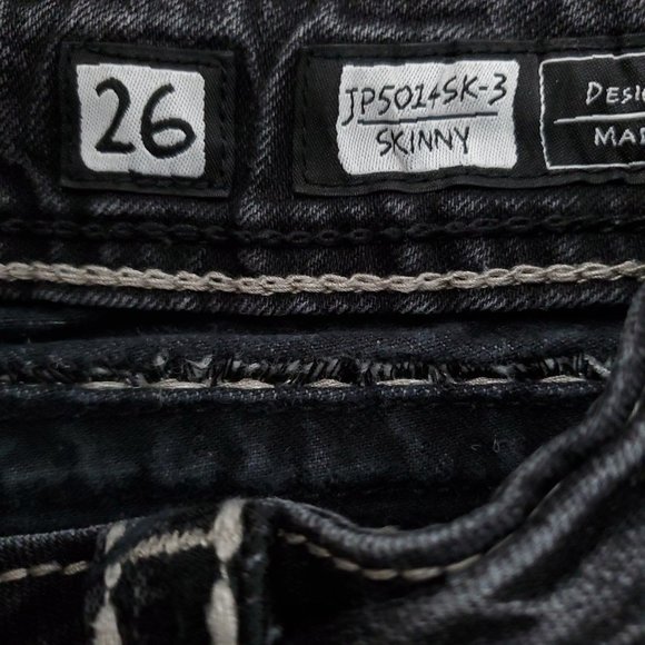 Miss Me Women Skinny Jean Low Rise JP5014SK-3 Black Grey Size 26 (26x32) - Picture 9 of 10